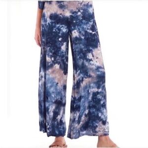 Young Fabulous & Broke Aiko pants blue tie dye wide leg high waist